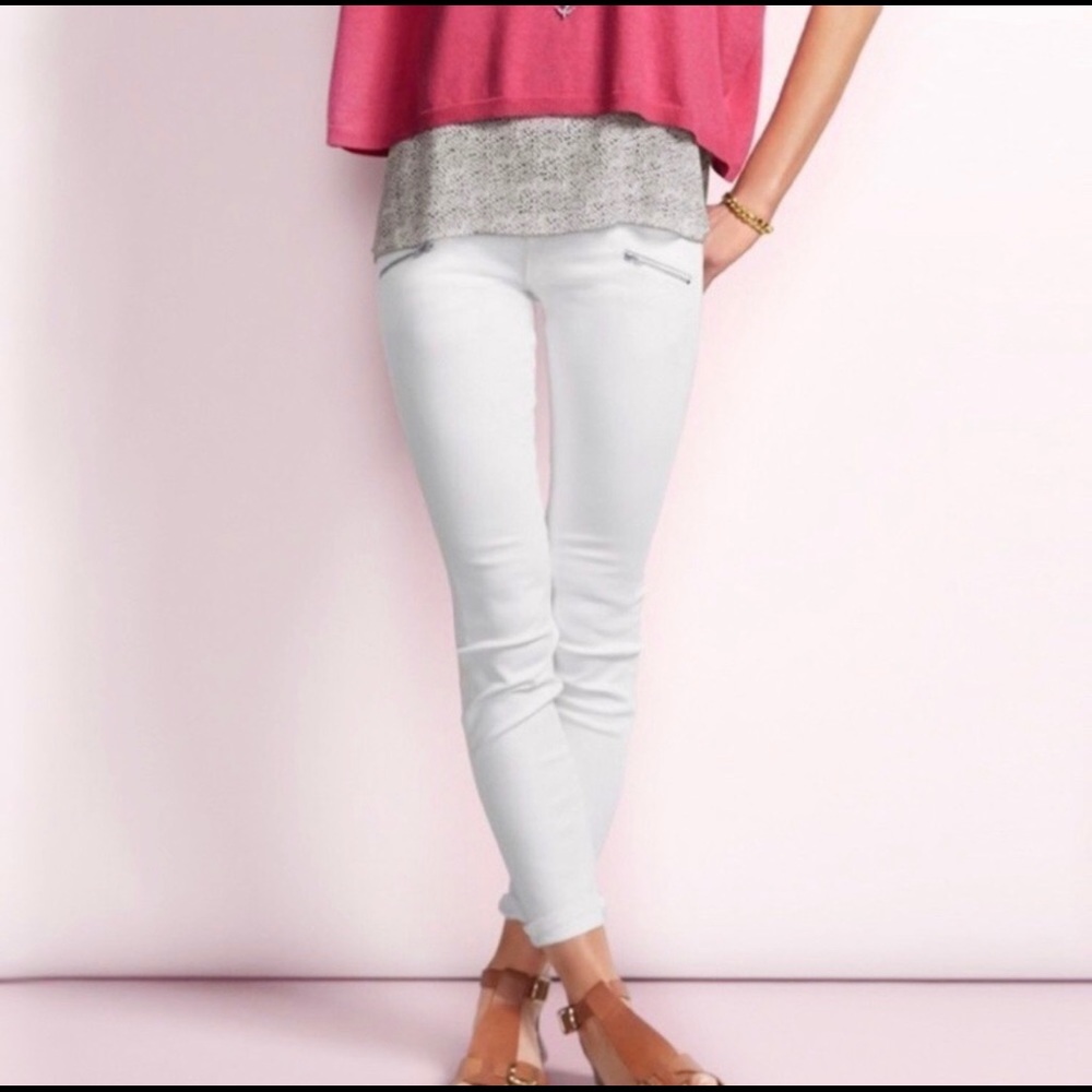 cAbi white zip skinny jeans